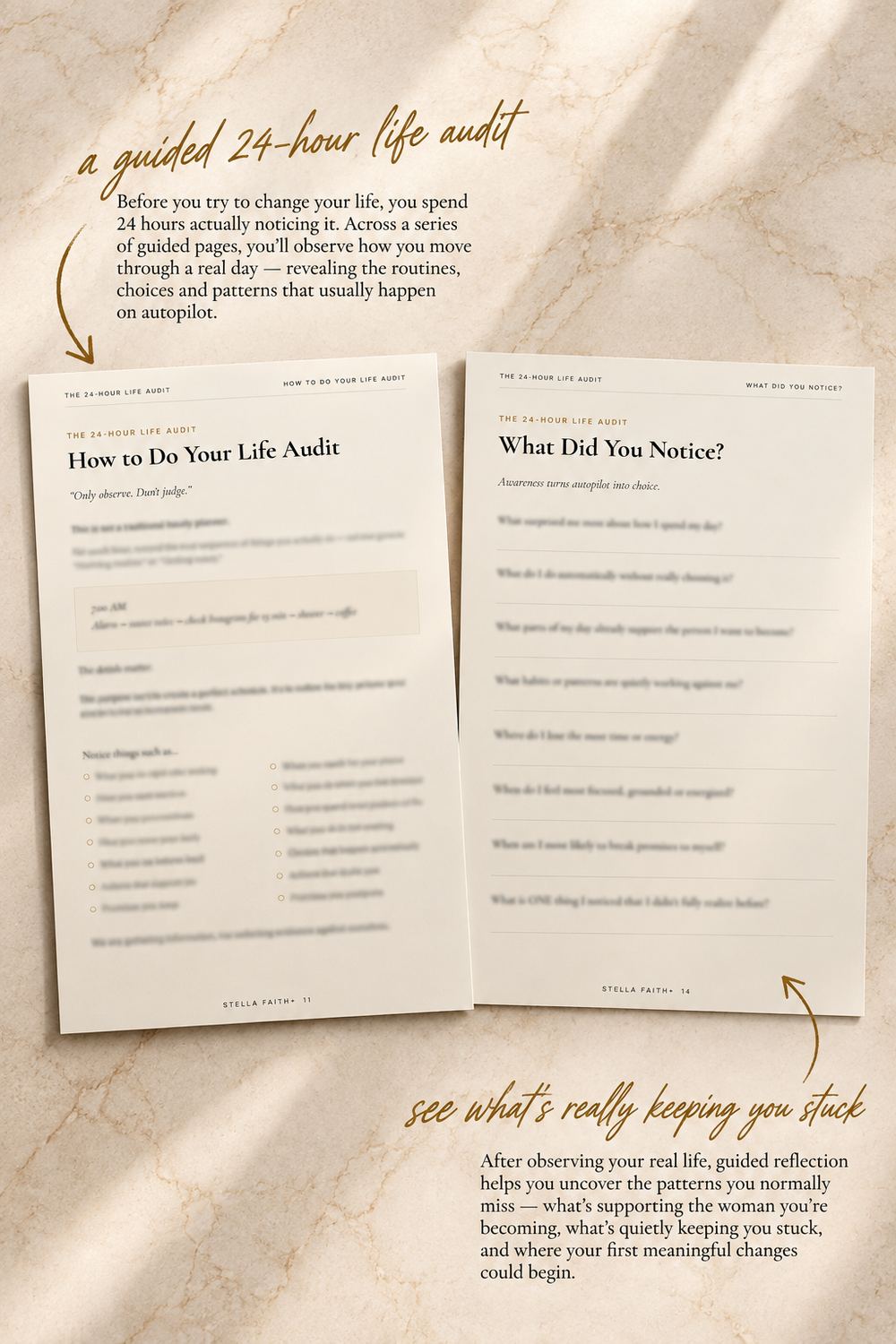 24-Hour Life Audit pages from the workbook